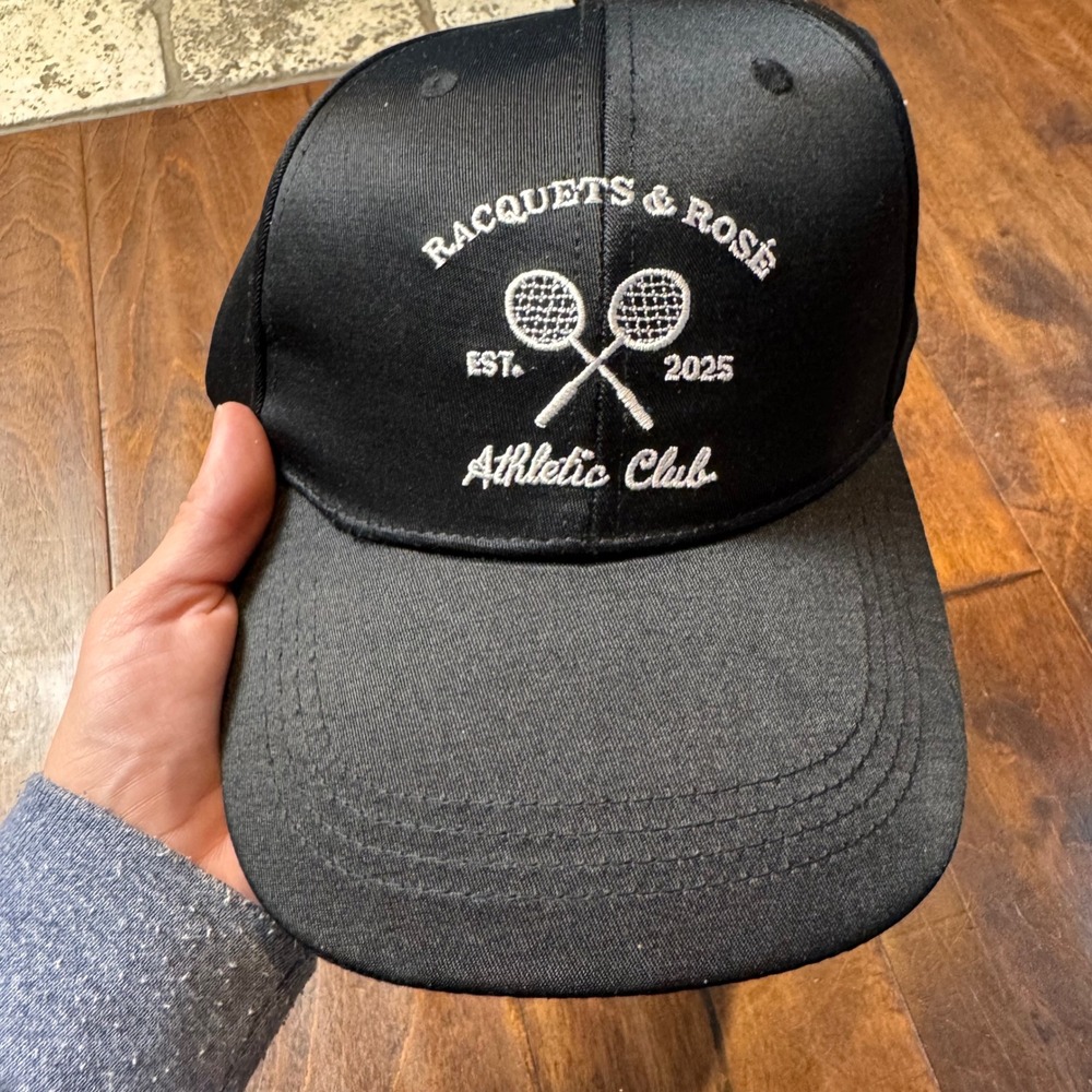 Racquets & Rose Athletic Club Black Baseball Cap Tennis Hat Gertex One Size